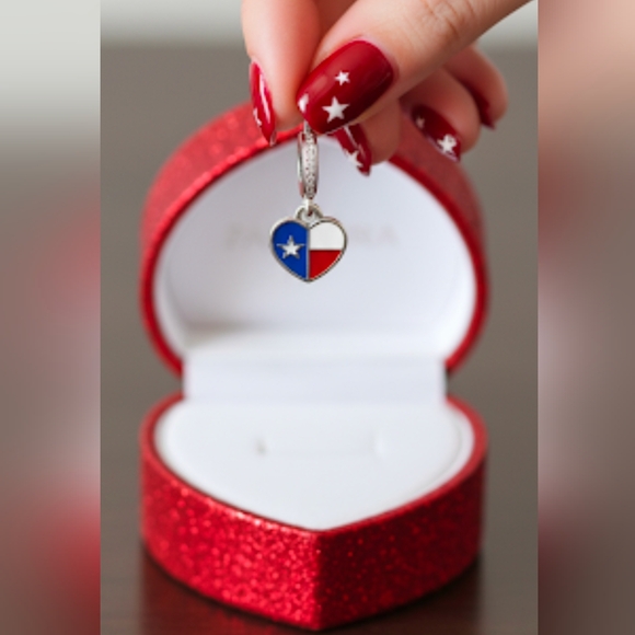 Authentic Pandora Texas Flag Heart Pendant - Picture 1 of 5
